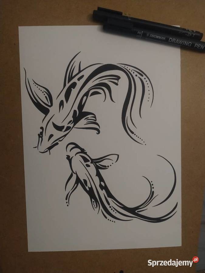 Rysunek ryby cienkopis blok tech A4 250 gm2 Warszawa sprzedam