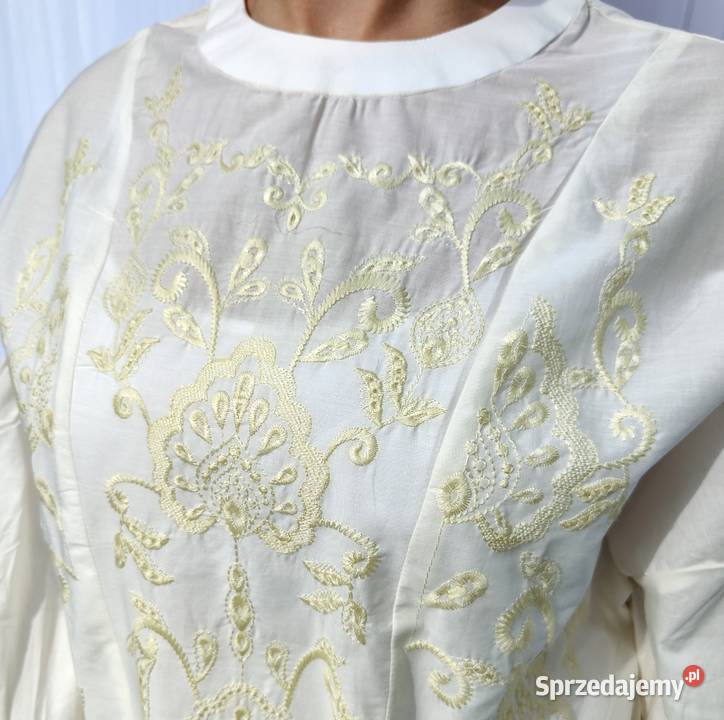 Biała bluzka oversize M 38 L 40 biała haft boho Szczecin