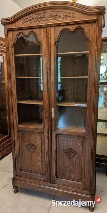 Piękna dębowa bibliotekawitryna secesyjnasklep śląskie Dąbrowa Górnicza