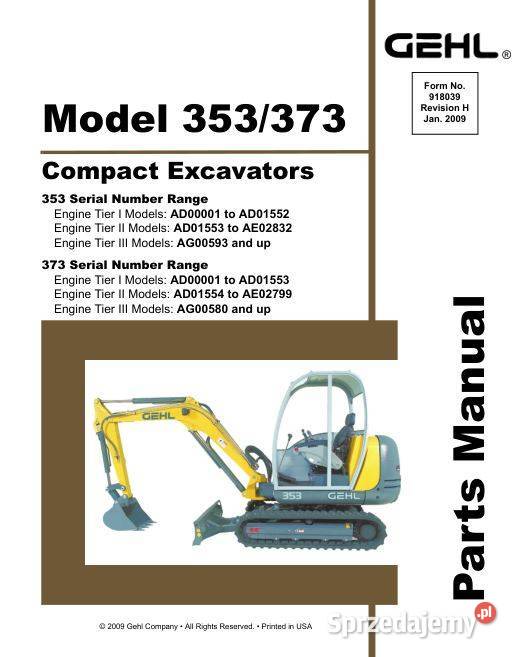 GEHL 353 373 ZL17 V400 V330 katalog części Kielce