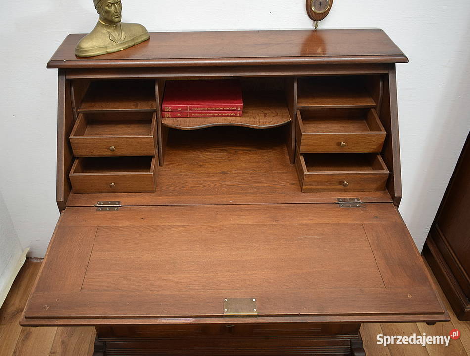 ŁADNY DĘBOWY SEKRETARZYK BIURKO SEKRETERA DĄB Świdnica