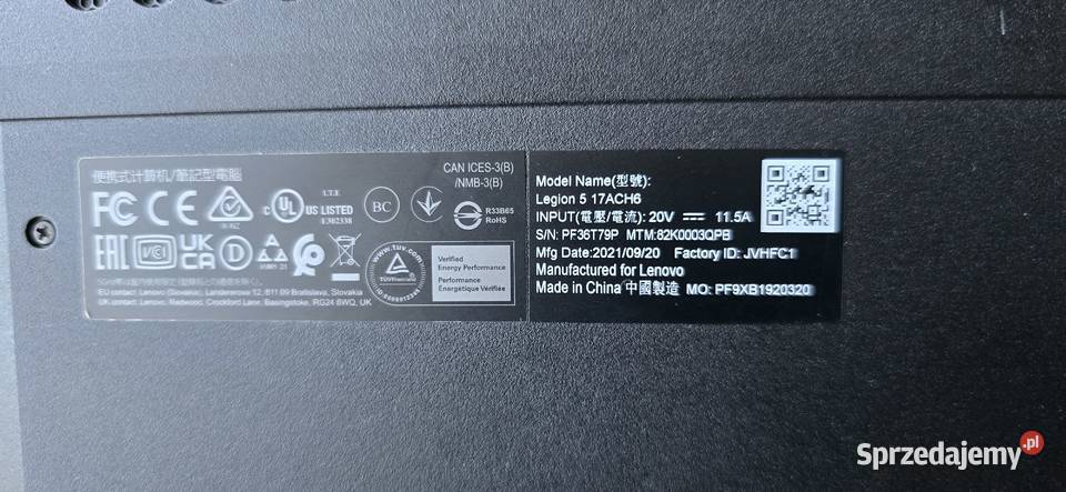 Laptop Lenovo Legion 517ACH6 173 uszkodzony Krosno Odrzańskie