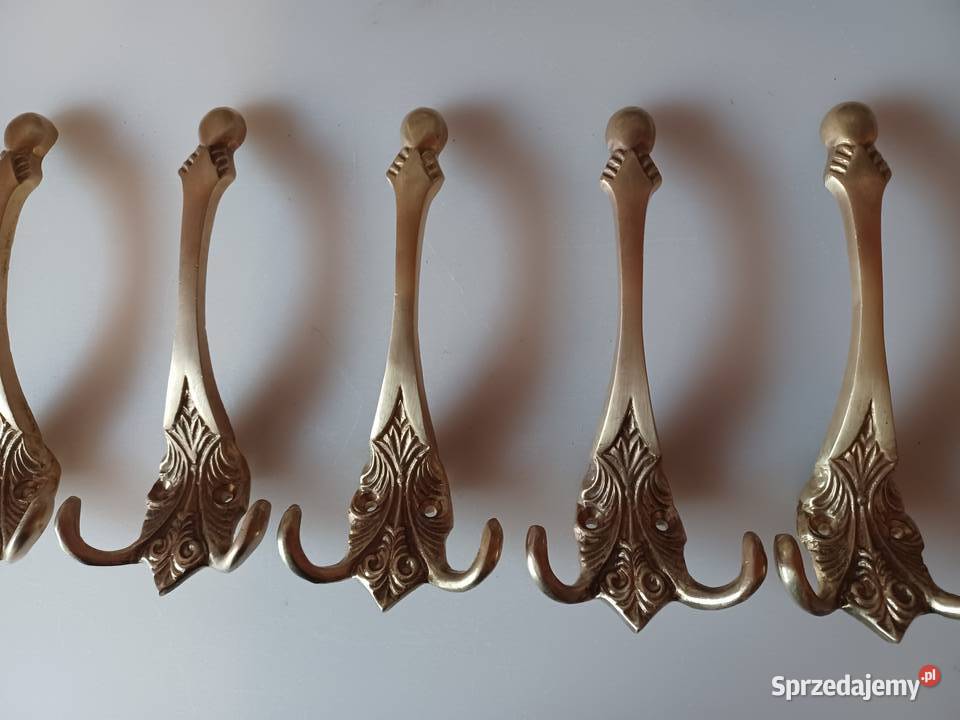 Komplet sześciu mosiężnych wieszaków Pozostałe Poznań