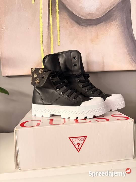 Czarne wysokie trampki damskie Guess Horlo Black