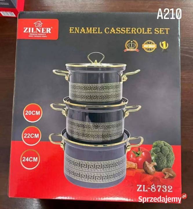 179 Garnki emaliowane czarne versace 3 sztuki Zabrze sprzedam
