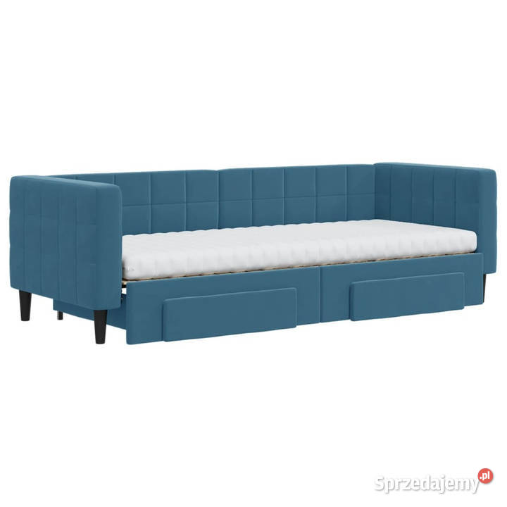 Sofa rozsuwana z szufladami niebieska aksamit Warszawa sprzedam