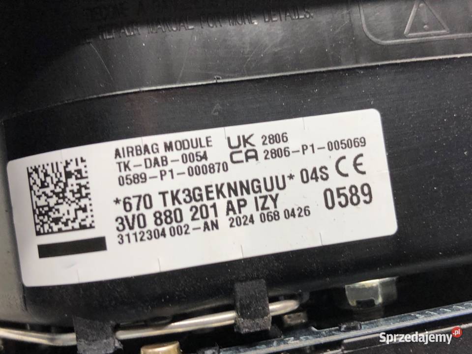 PODUSZKA POWIETRZNA KIEROWCY SKODA KAMIQ podkarpackie