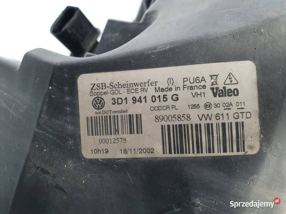 LAMPA LEWA PRZÓD VOLKSWAGEN PHAETON 60 W12 3D1