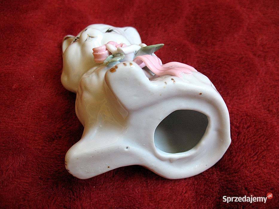 Kot koteczka z kwiatkami stara figurka porcelana Siedlce