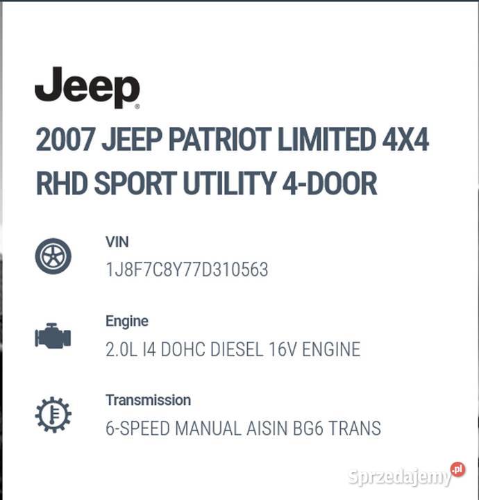Terenowy SUV Jeep Patriot 4X4 20 CRD zamienię autoalarm Opole