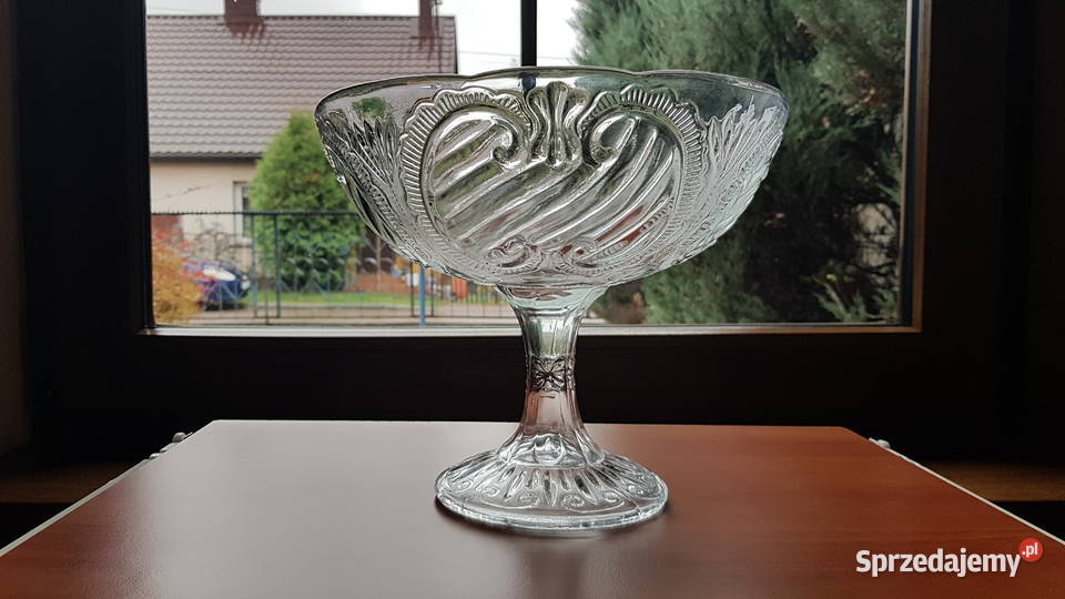 Owocarka Jabłuszka Zawijasy Ząbkowice szkło PRL Dąbrowa Górnicza