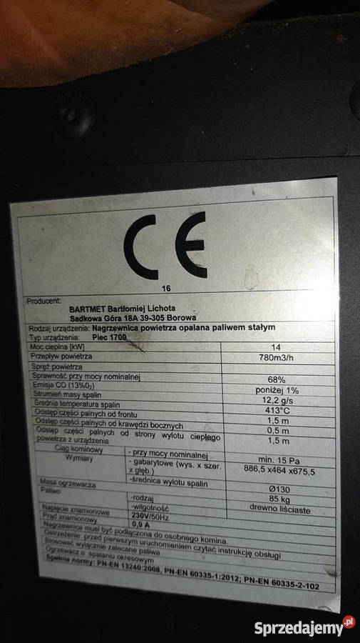 Piec z nadmuchem 14kw