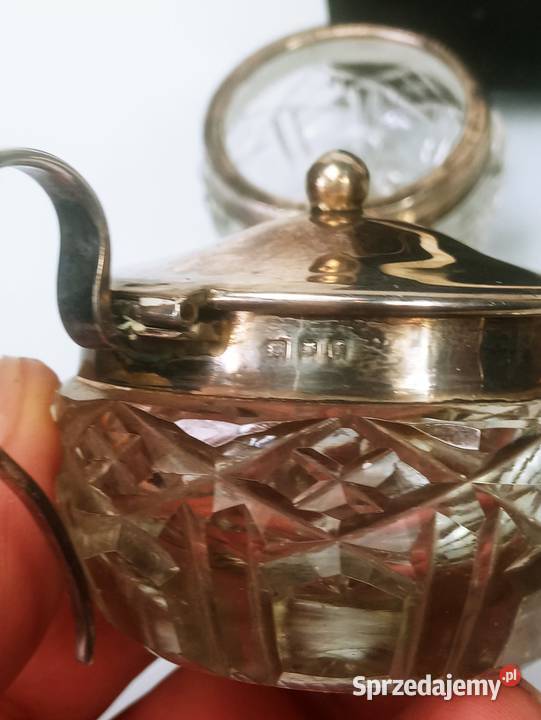 Srebro 925 Kryształ Anglia 925 Przyprawniki 6 Nowa Sól