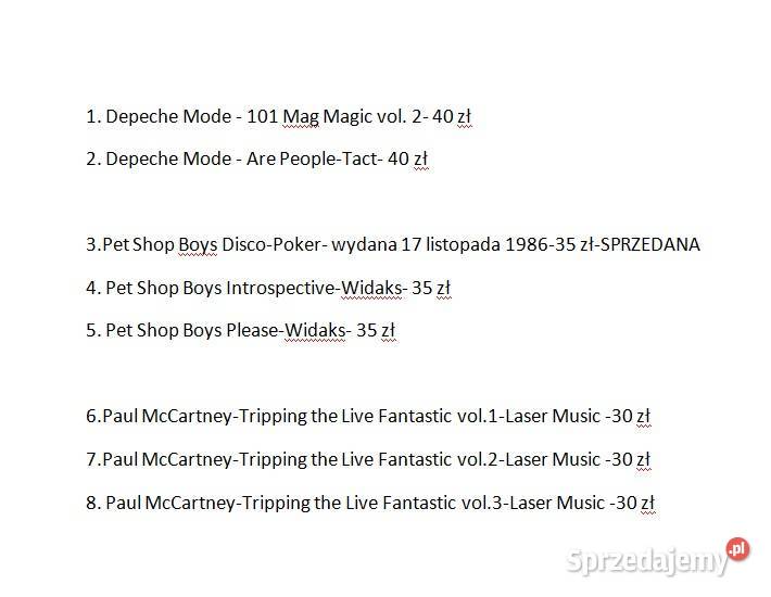 Pet Shop Boys Depeche Mode Paul McCartney kasety Płyty i kasety Kultura i Rozrywka Kielce