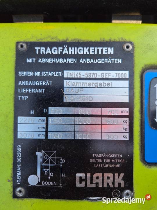 CLARK TM 15 N Elektryczny wózek widłowy czołowy Krotoszyn sprzedam
