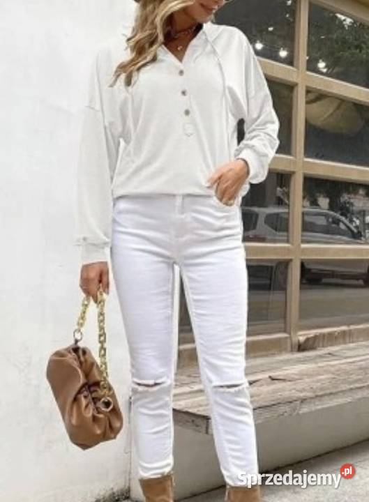 Bluzka damska z kapturem w biało kremowym Nowy Sącz