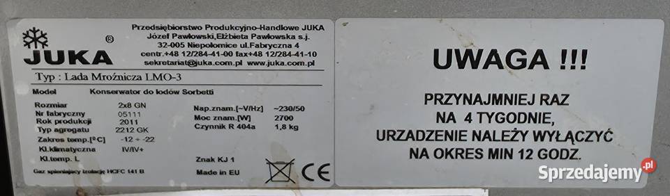 Konserwator do lodów 78252 Warszawa