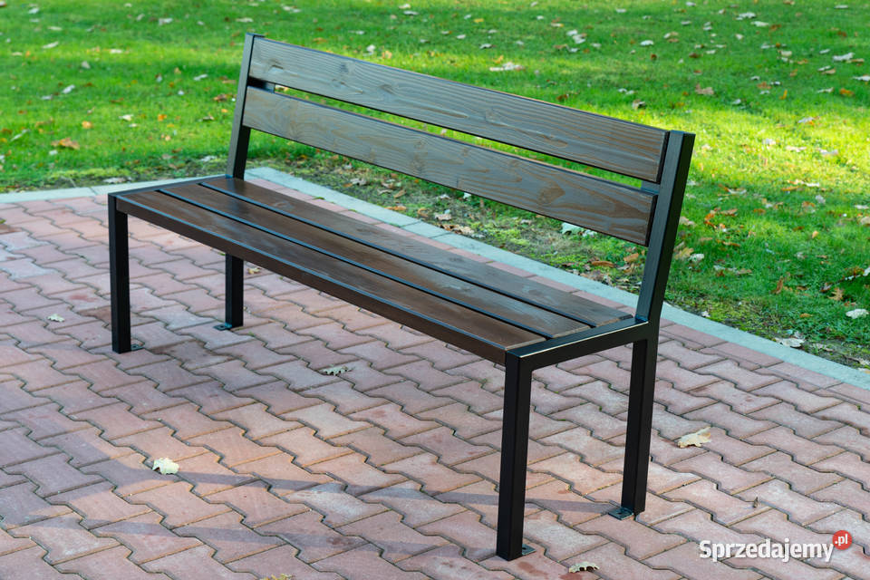 Ławka stalowa loft z oparciem miejska parkowa Targowiska