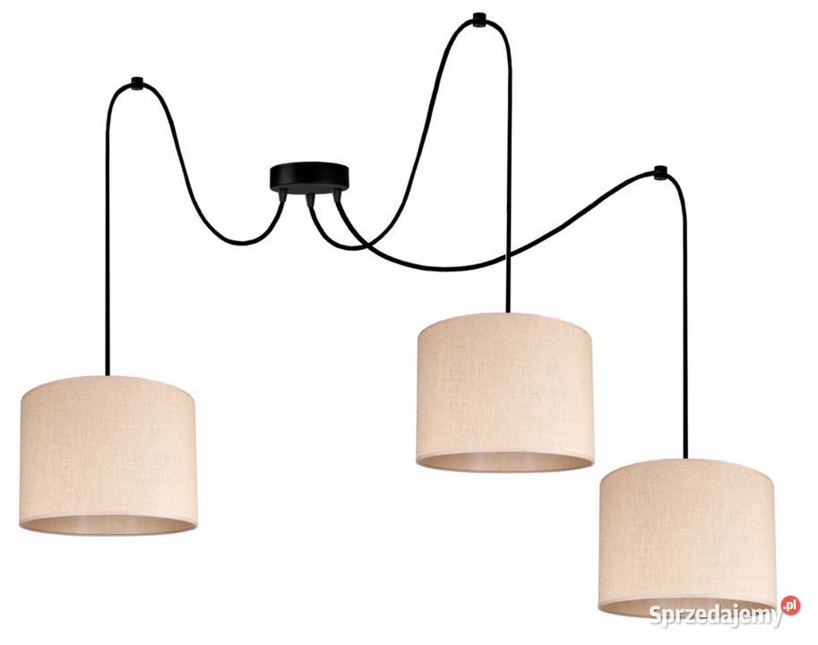 LAMPA SUFITOWA WISZĄCA ŻYRANDOL ABAŻUR potrójna Choroszcz
