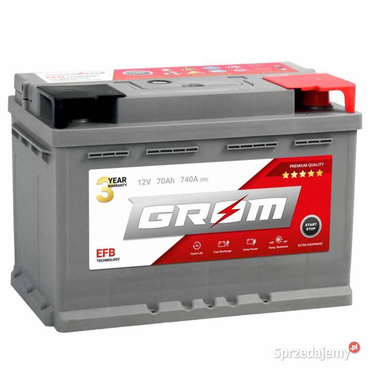 Akumulator GROM EFB START&STOP 70Ah 740A Prawy Plus DTR Konin ...