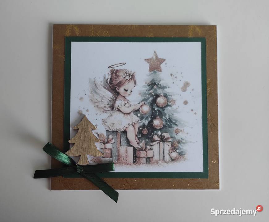 Kartka ręcznie robiona handmade świąteczna Boże Łódź