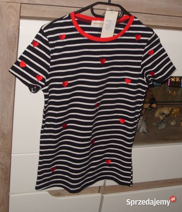 Bawełniany Tshirt paseczki i serduszka r SM