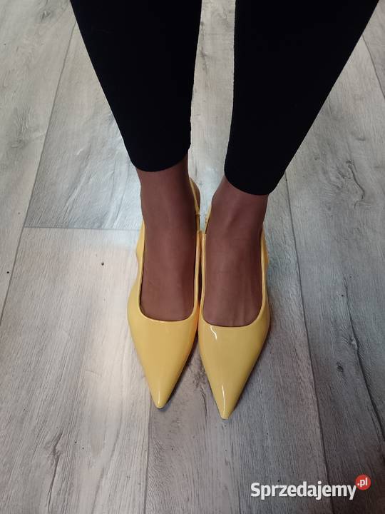 4243 Żółte czółenka wieczorowe z odkrytą piętą 27.5cm małopolskie Kraków sprzedam