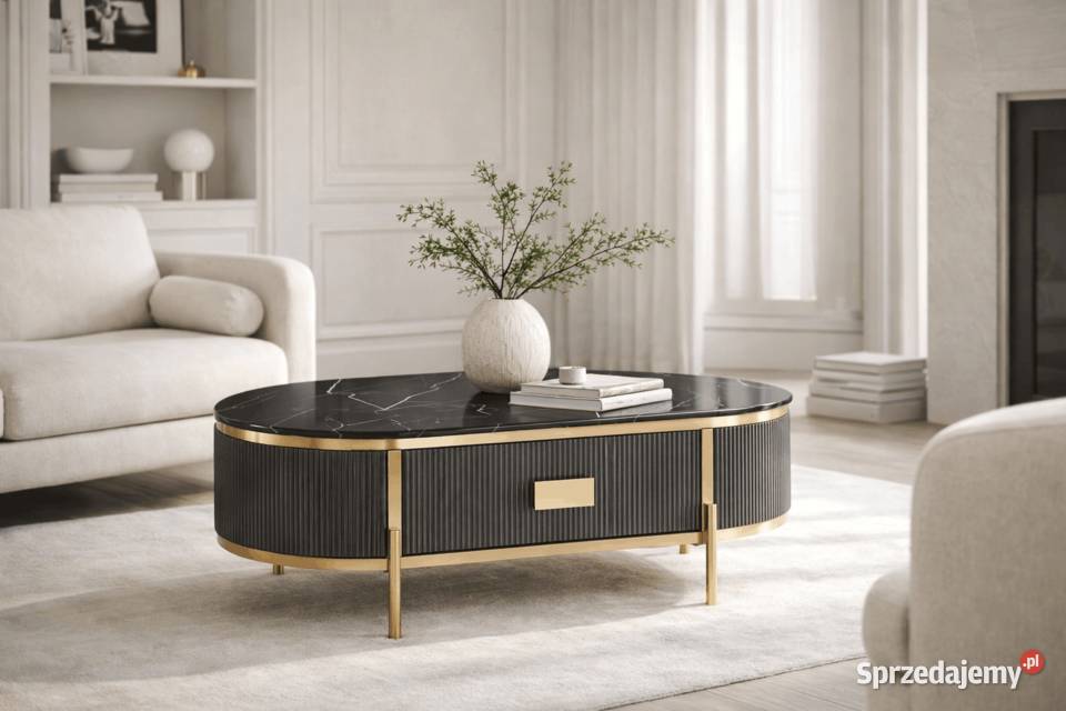 Grafitowy stolik kawowy glamour Omega ryflowany małopolskie sprzedam