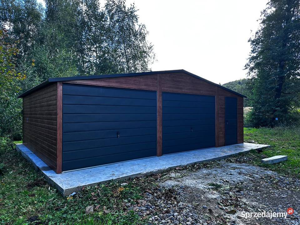 Garaż blaszany 85 m drewnopodobny dach łódzkie Piotrków Trybunalski