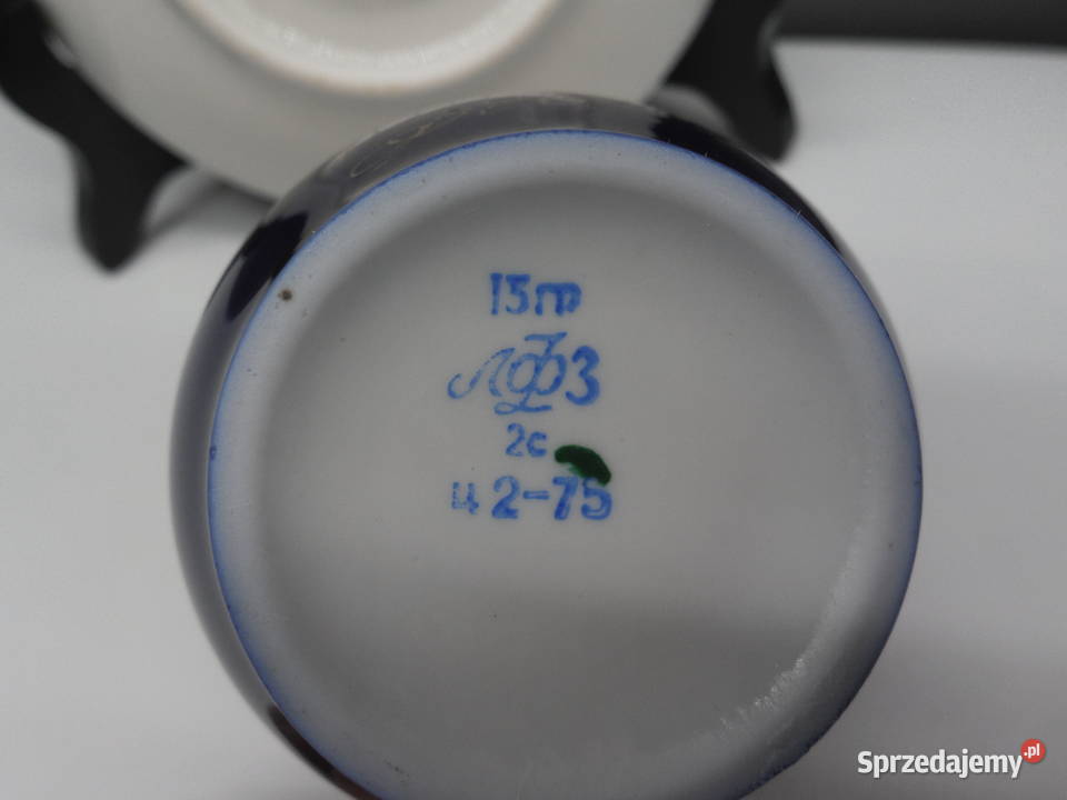 ŁOMONOSOW KOBALTOWA FILIŻANKA ZE SPODKIEM Raszków