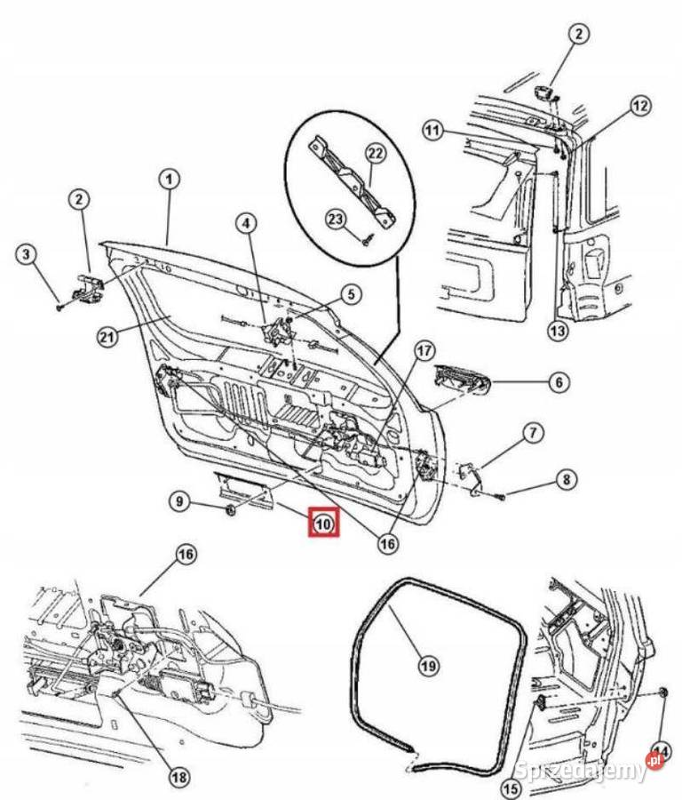 KLAMKA DRZWI LEWY PRZÓD JEEP GRAND CHEROKEE 0204 sprzedam