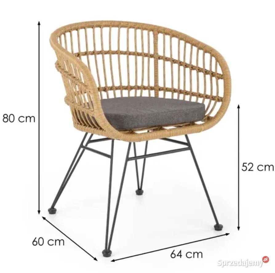 Nowe krzesła rattanowe metalowe nogi poduszka Kraków