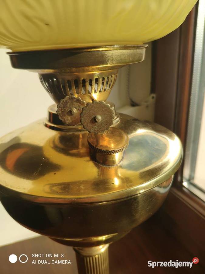 Ogromna wiktoriańska mosiężna lampa naftowa Kraków
