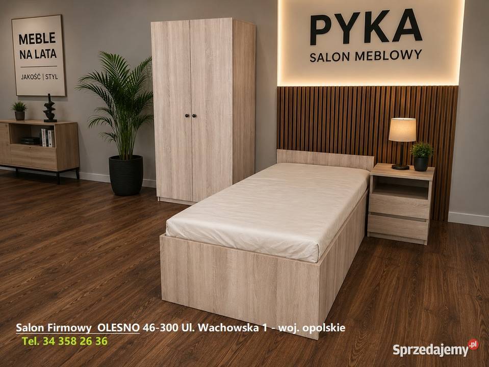 Łóżko z Materacem Szafa Szafka Nocna NOWE Zestaw Olesno