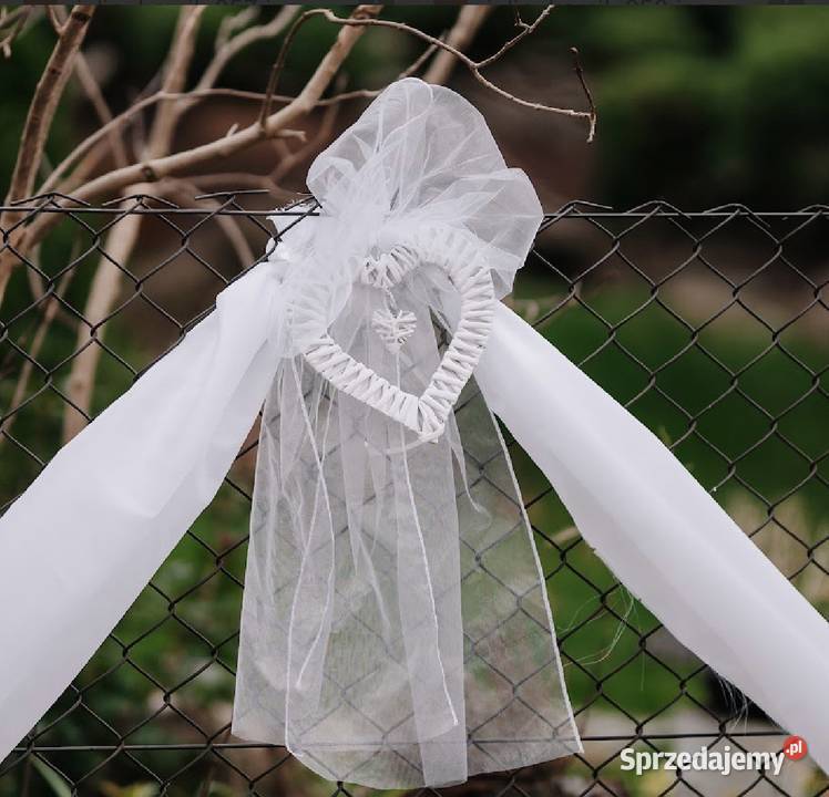 Kokardy duże biały SZYFON 9 sztuk Boronów