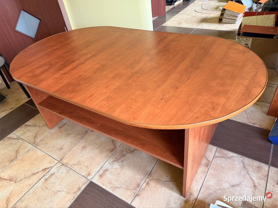 Stolik Kawowy Duży Ława Biurowa Owalna z Półką 160cm Czerwionka-Leszczyny