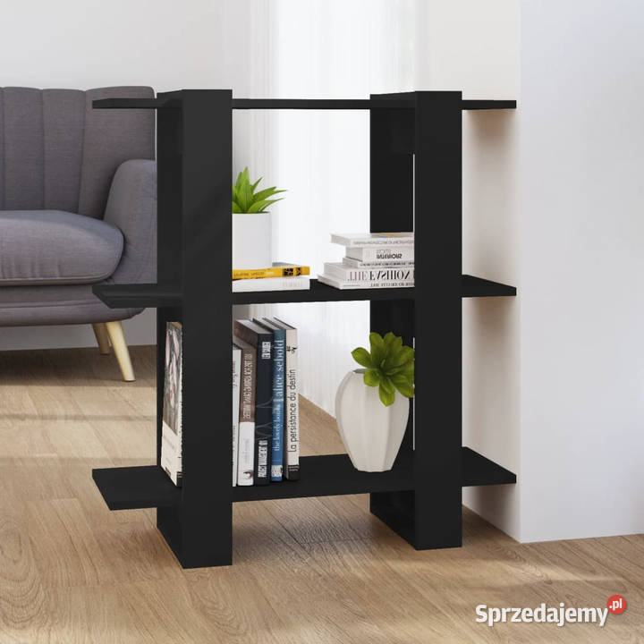 Regał na książkiprzegroda czarny 80x30x87