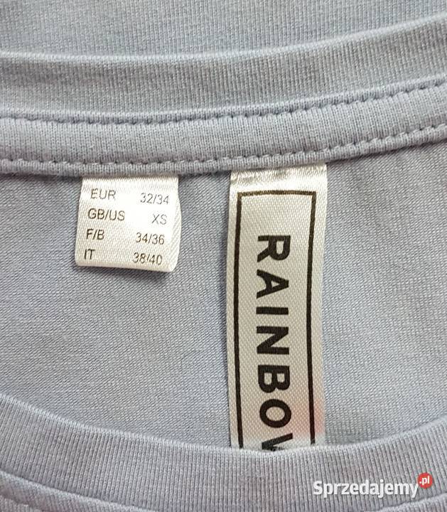 Damska bluzka bawełniana niebieska z krótkim Chrzanów