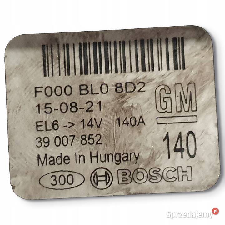 ALTERNATOR Opel Zafira C 20 CDTI 39007852 Układ elektryczny silnika