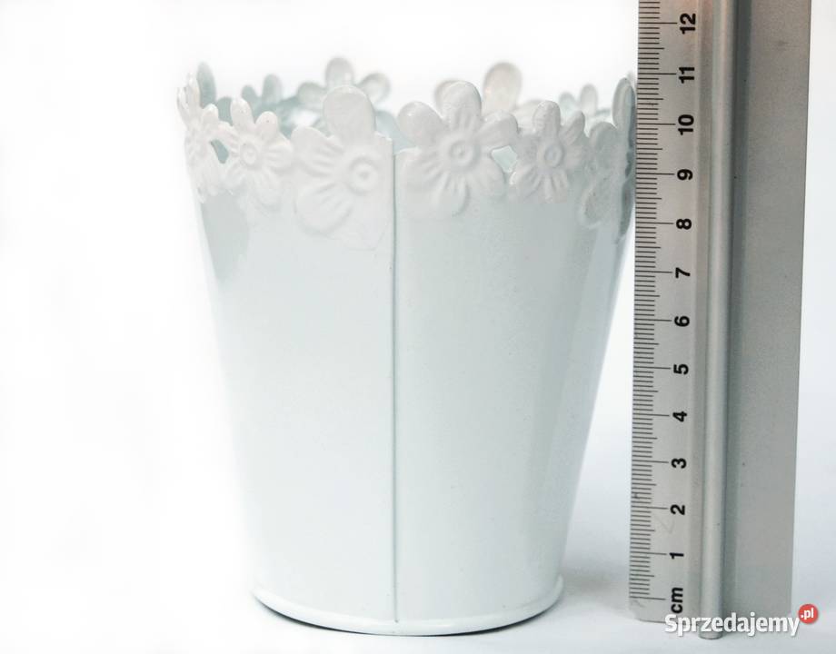 Metalowa osłonka na doniczkę biała ażurowe Lublin