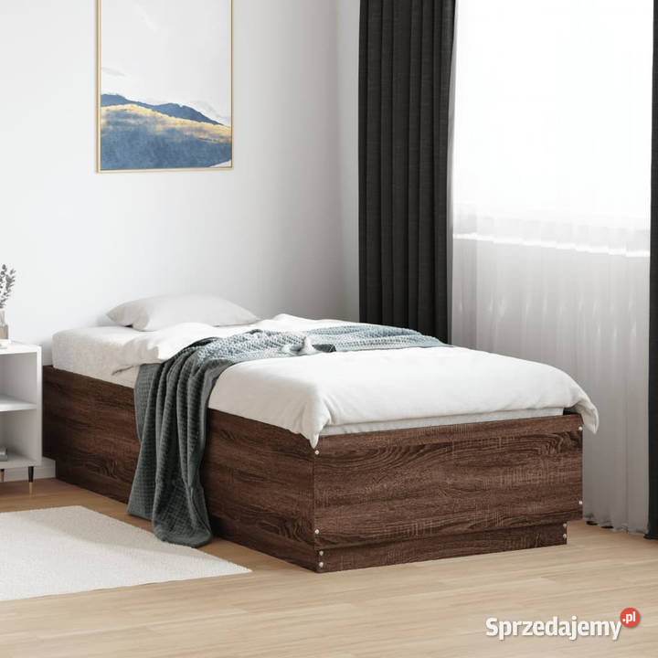 Rama łóżka z LED brązowy dąb 75x190 WM3209673 40cm Warszawa