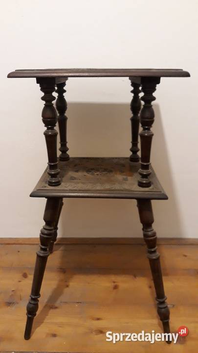 Rzeźbiony drewniany stolik pomocniczy kawowy Warszawa