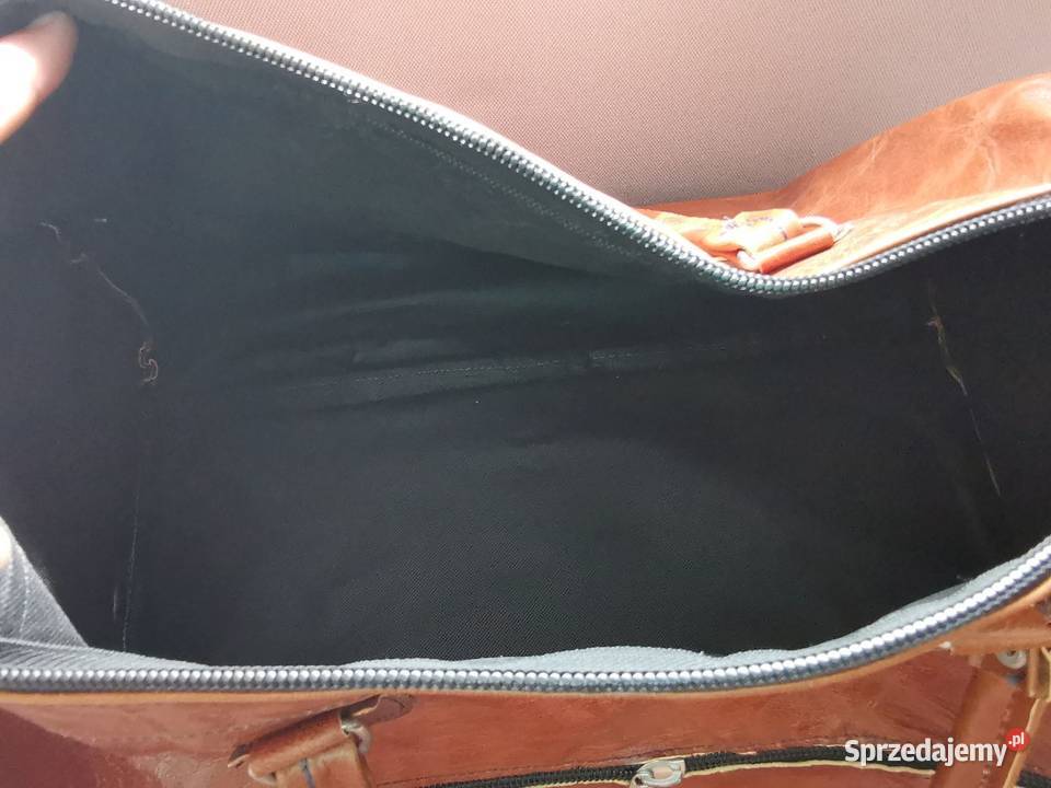DUŻA TORBA PODRÓŻNA JASNY BRĄZ SKÓRA NATURALNA Grudziądz