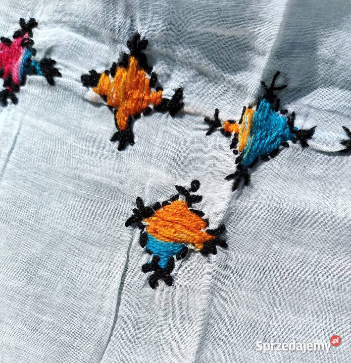 Duża chusta szal dupatta haftowana biała bawełna Szczecin sprzedam