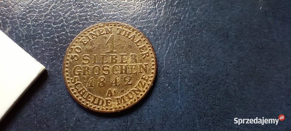 Stare monety 1 srebrny grosz 1842 A Niemcy Lesko