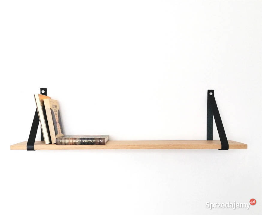 półka dębowa na skórzanych paskach 2cm Gdańsk