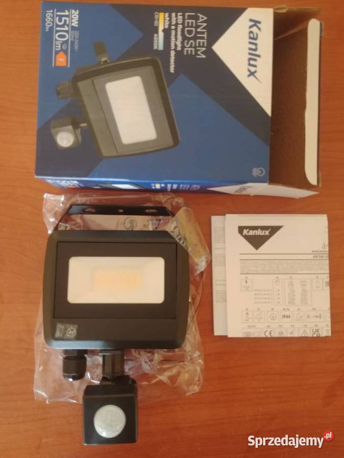 KANLUX NAŚWIETLACZ LED 20W z czujnikiem ruchu Halogeny i naświetlacze Tychy