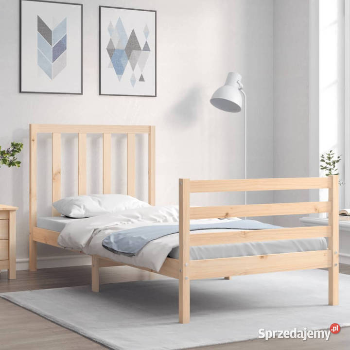 Rama łóżka z wezgłowiem lite drewno WM3193751 Łóżka sprzedam