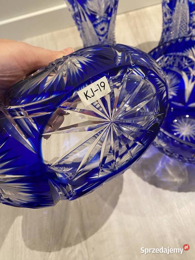 Kobaltowy zestaw kryształów Irena kryształ PRL sprzedam