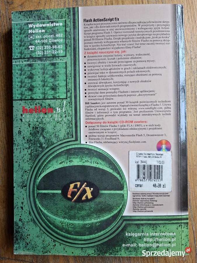 ActionScript FLASH Efekty specjalne Bill Sanders ISBN 8371974558 Kraków sprzedam